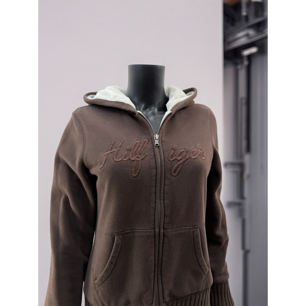 Tommy Hilfiger Brown Sherpa Lined Full Zip Hoodie Women's Size‎ M